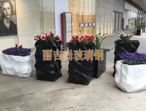 玻璃钢雕塑仿砂岩室外景观玻璃钢花盆